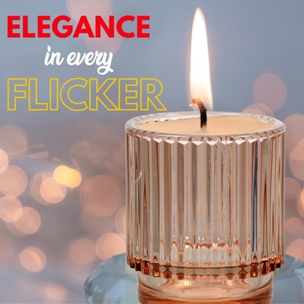 Glass Candle Holders Set of 4, Plated Cut Candleholder for Candlesticks Table Ce - Picture 3 of 6